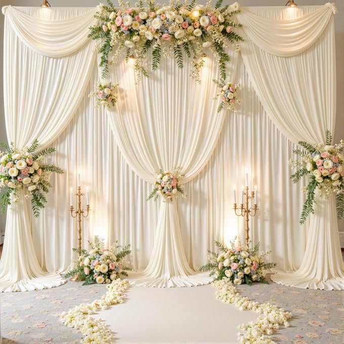 4 Panels Champagne Backdrop Curtains - Image 2