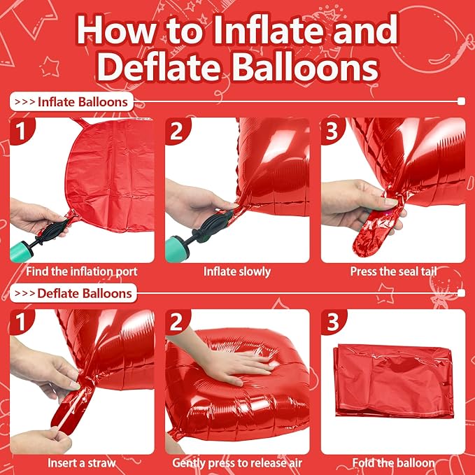 NISOCY 36PCS Metallic Red Square Foil Balloons Wall Backdrop | Double Sided Red - Image 3