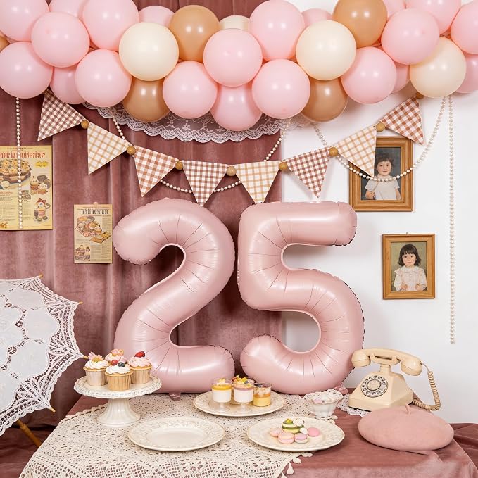 40 In Matte Pink Number Balloons Helium Foil Mylar Balloon Party Digital 35 | - Image 5