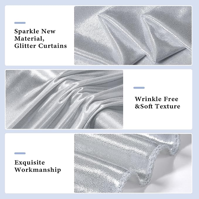 Outpain Thick 40 ft x 10 ft Silver Sequin Backdrop Curtain - Image 2