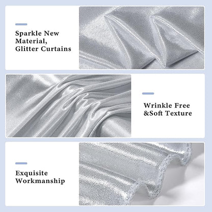 Outpain Thick 40 ft x 10 ft Silver Sequin Backdrop Curtain - Image 2