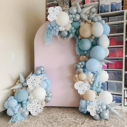 Dog Paw Balloons, 12 Inch Retro Dusty Slate Blue Pastel Muted Blue Sand White - Image 3
