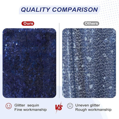 PartyDelight Navy Blue Sequin Backdrop 6x6ft Sparkly Photo Curtain | 4 Inch Rod - Image 3