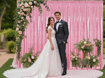 Pink Sequin Backdrop Curtains 2Panel 2x8ft - Image 4