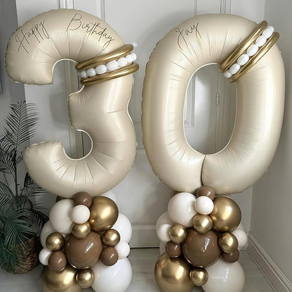 Cream Number 50 Balloons, 40 Inch 50 Balloons Giant Helium Foil Mylar Beige 50 - Image 5