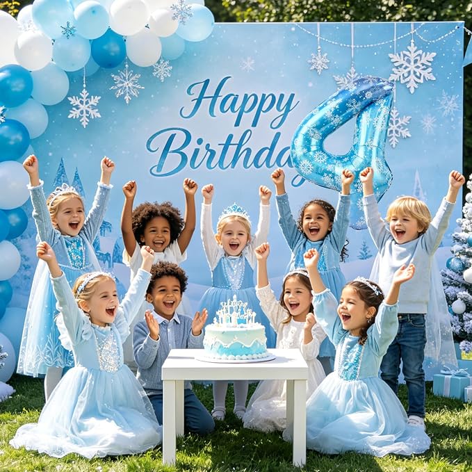 40 Inch Snowflake Number 4 Balloons, Themed Birthday Decorations - Image 6