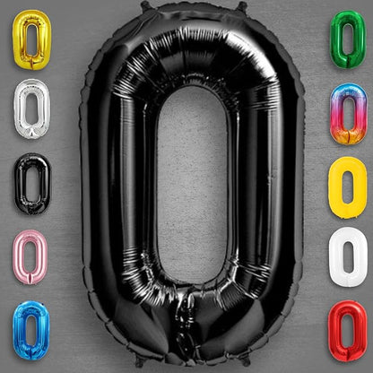 Black Number Balloon 0 Mylar Foil Balloons 40 inch - Image 2