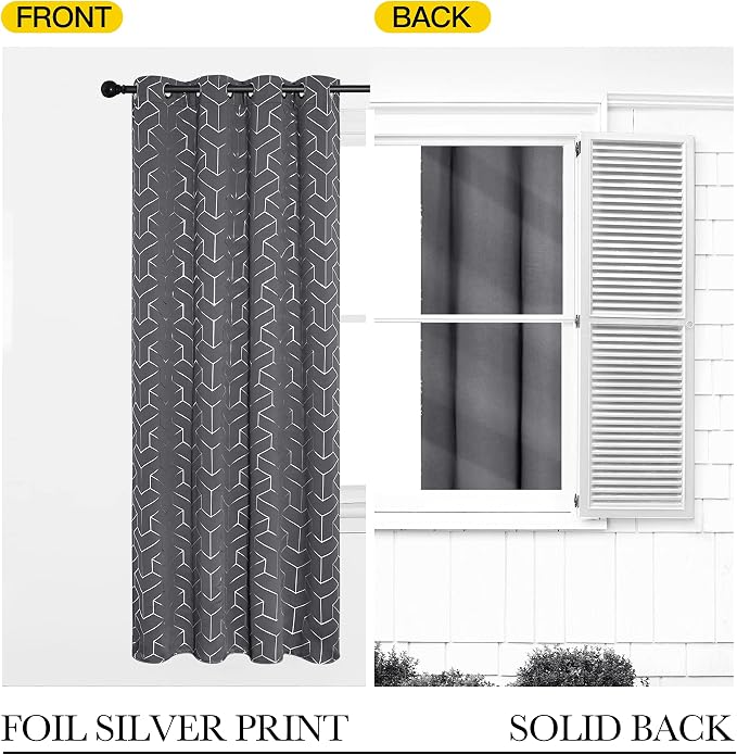 NICETOWN Blackout Curtains for Bedroom, Foil Printed T-Shaped Energy Saving - Image 6