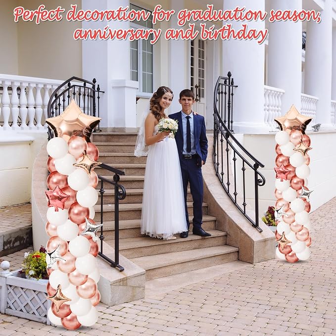 Gejoy 110 Pcs Champagne Rose Gold Balloons Column Stand Kit Adjustable Tower - Image 4