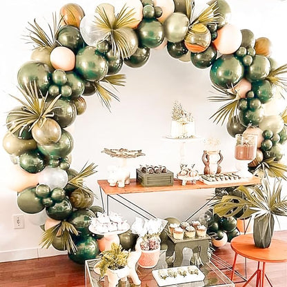 PartyWoo Metallic Green Balloons 50pcs Metallic Sage Olive Green Boho Color | - Image 5