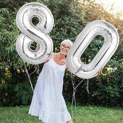 Number Balloons Silver Party Balloon - Image 4