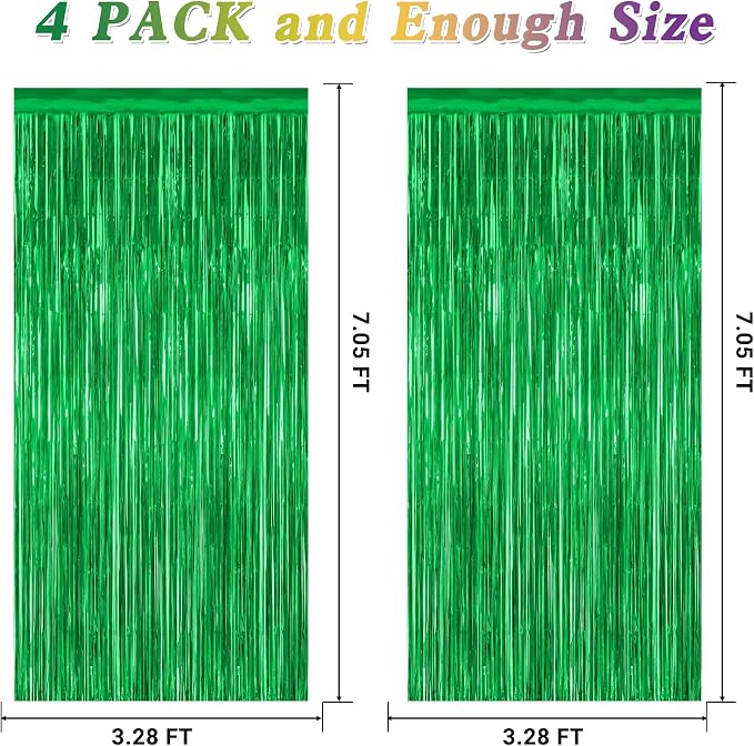 ZATAYE 4 Pack Green Christmas St Patricks Foil Curtain Streamer Decorations | - Image 2