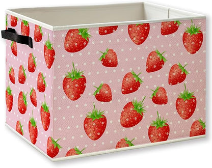 Pink Strawberry Foldable Storage Bins Box by KSDUT
