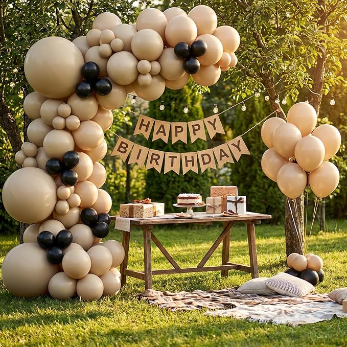 RUBFAC 135pcs Vanilla Brown Balloons, Latex Light Brown Balloon Different Sizes - Image 5