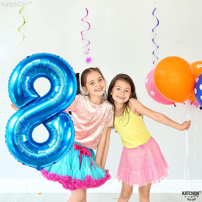 KatchOn Foil Blue Number 8 Balloon Mermaid Birthday Decorations - Image 7
