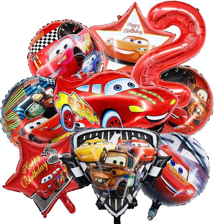 9 Pcs Car Theme Happy Birthday Decorations, Cute Cartoons Party Decorations by COWSTOOK