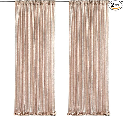 Poise3EHome Champagne Sequin Backdrop Curtains by Poise3EHome