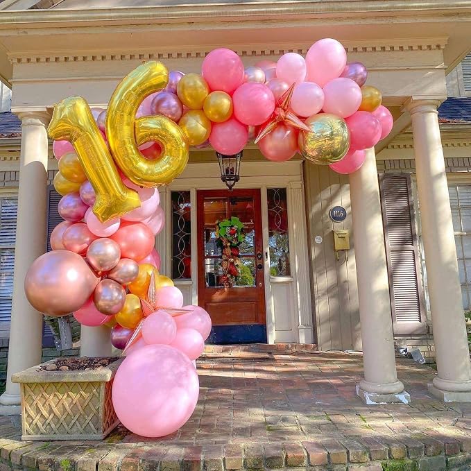 Gold 16 Number Balloons, 40 Inch Giant Number 16 Balloons Foil Mylar Helium - Image 3
