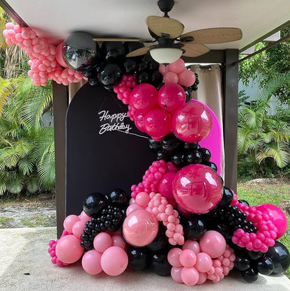 148Pcs Pink and Black Balloons Garland Arch Kit - Image 5