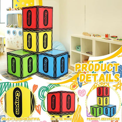 Denylo pro 4 Pcs Back to School Crayon Balloon Box Decoration Large Crayon Boxes - Image 3