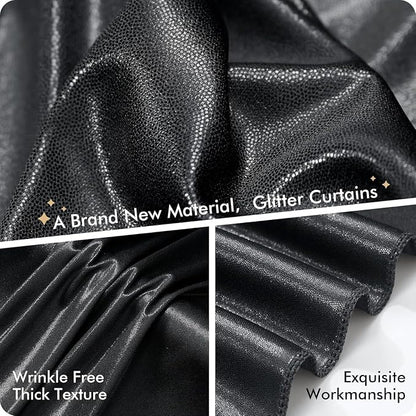 40ftx10ft Shimmer Black Sequin Backdrop Curtain - Image 3