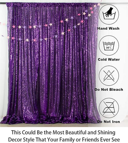 ShinyBeauty Sequin Backdrop 8ftx10ft Royal Purple Sequin Fabric Drapes Sparkle - Image 5