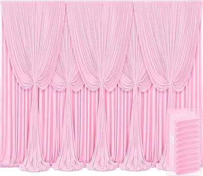 10 Panels Pink Backdrop Curtains by Tao-GePartyDecorations