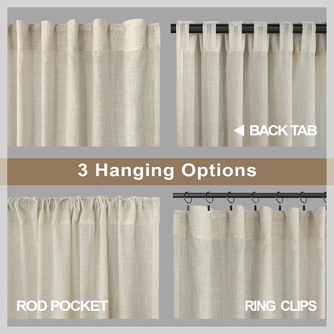 Pitalk 60 Inch Wide Curtains for Boys Bedroom Teen Girls 90 Inches Long Linen - Image 5