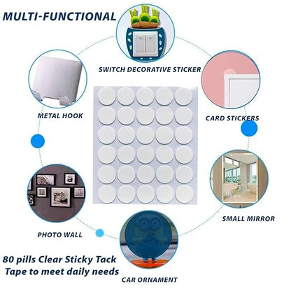 80 PCS Nano Double Sided Tape, 0.78" Round Putty Clear Sticky Tack, Glue - Image 8