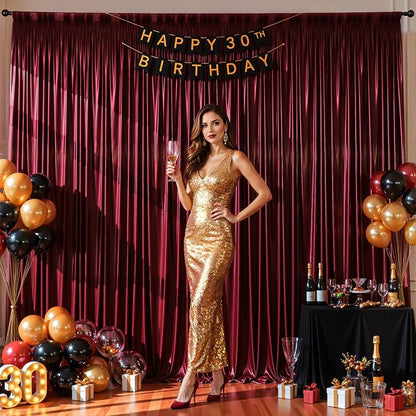 10x10 ft Burgundy Glitter Backdrop Curtain - Image 3