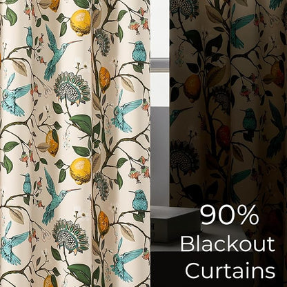 Topfinel Beige Kitchen Tier Curtains 36 Inches Long Botanical Floral - Image 4