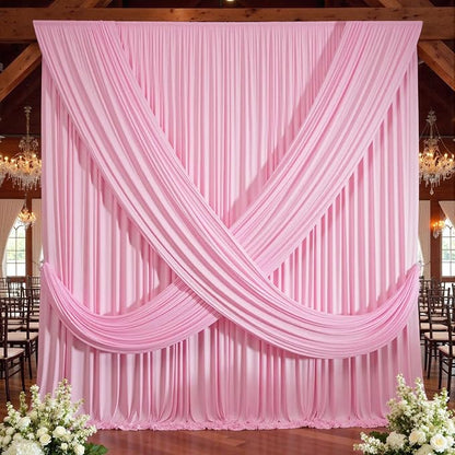10ft×12ft Wrinkle Free Pink Backdrop Curtain - Image 7