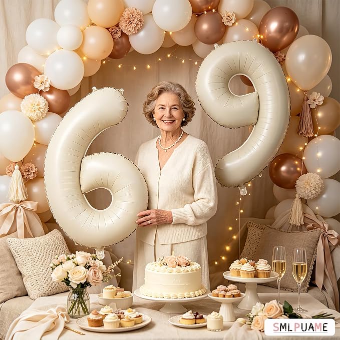 40 Inch Beige Number 8 Balloons - Image 4