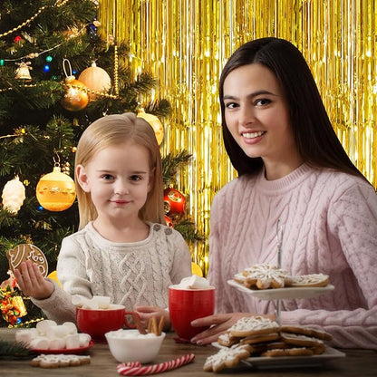 10 Pack Gold Backdrop Curtain 3.2ft x 8.2ft Metallic Tinsel Foil Fringe - Image 6