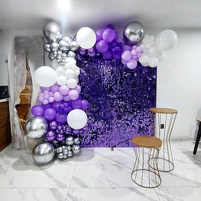 Purple Shimmer Wall Backdrop, 24 Panels, 6x4 Ft Photo Backdrop | wedding - Image 4