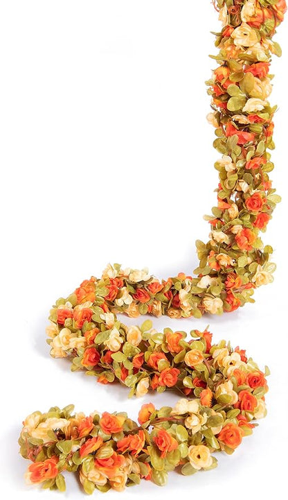 Artificial Flower Garland 6pcs 8.2ft Rose Vine Decor, Fall Purple Flower | - Image 9