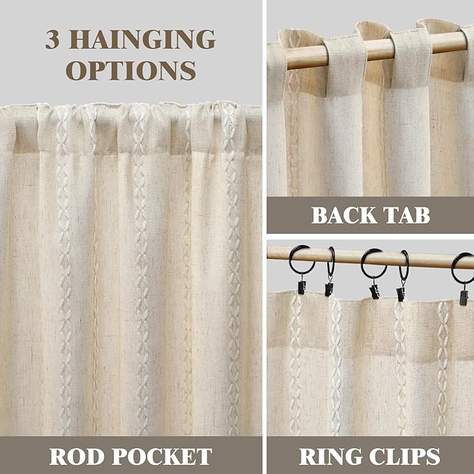 Boho Light Filtering Curtains 63 Inch 2 Panels - Image 5