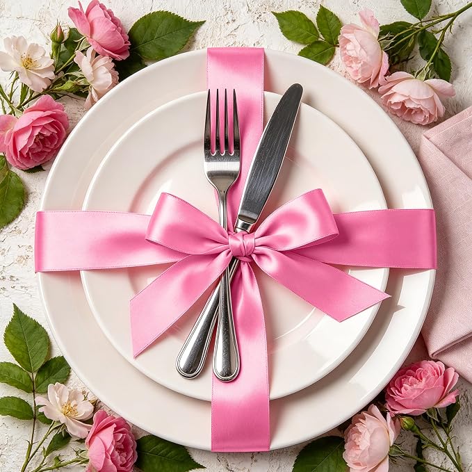 30Yards 1In Hot Pink Satin Ribbon - Image 7
