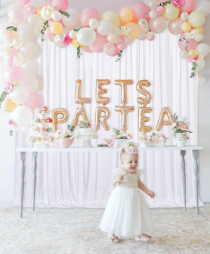 Sequin Backdrop Curtains 10ft x 10ft White Background Drapes | Giltter Curtains - Image 3