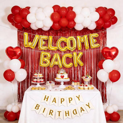 Welcome Back Balloons Red Gold, 16Inch Welcome Back Foil Balloons Banner - Image 5