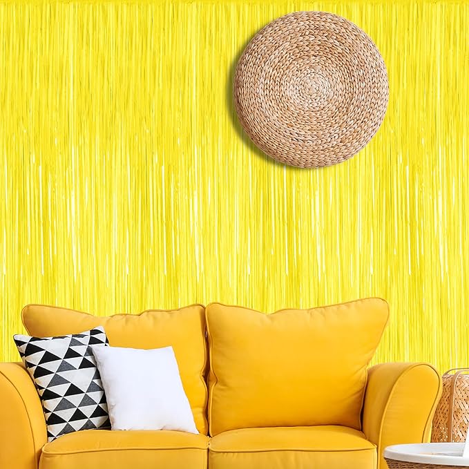 ZATAYE 2 Pack Yellow Foil Curtain Streamer Decorations | Yellow, Metallic Foil - Image 7
