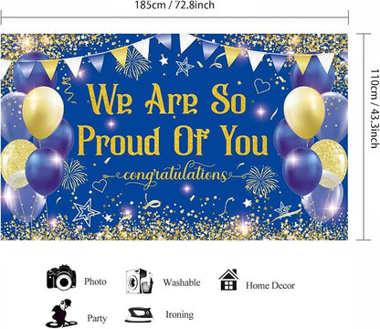 Blue Gold Congratulations We are So Proud of You Backdrop Banner Photography - Image 2