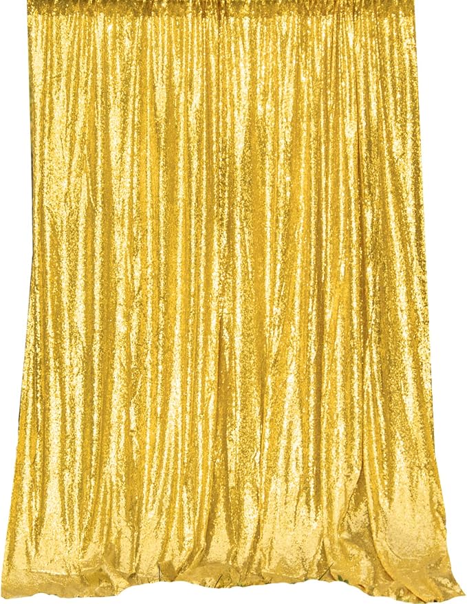 JYFLZQ Gold Sequin Backdrop Curtains 4ft x 6.5ft 1 Panel Glitter Photo Booth - Image 6