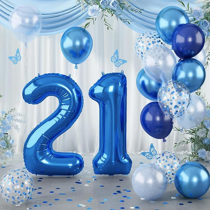 Foil Number Balloons 21, Self Inflating Big 21 Balloon Number by Lingqiang
