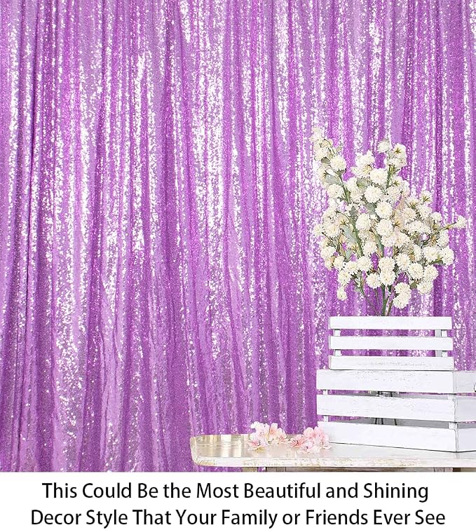 ShinyBeauty Sequin Backdrop Lavender 10x10FT Background - Image 3