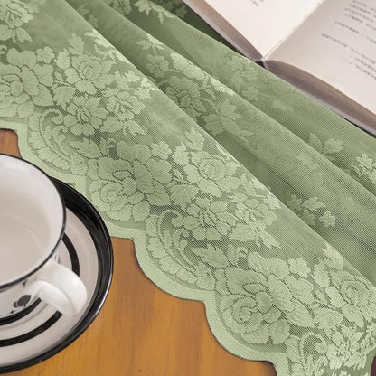 Kotile Sage Green Sheer Curtains Vintage Rustic Floral, 52x96 Inch 2 Panels | - Image 8