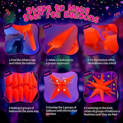 GYIPFIPA UV Neon Balloons, Glow in the Dark Party Supplies Neon Foil Explosion - Image 3