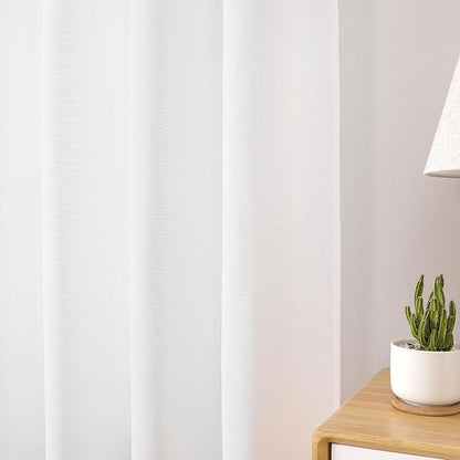 Tollpiz Linen Curtains Living Room Rod Pocket Semi Sheer Curtain Burlap Light - Image 8