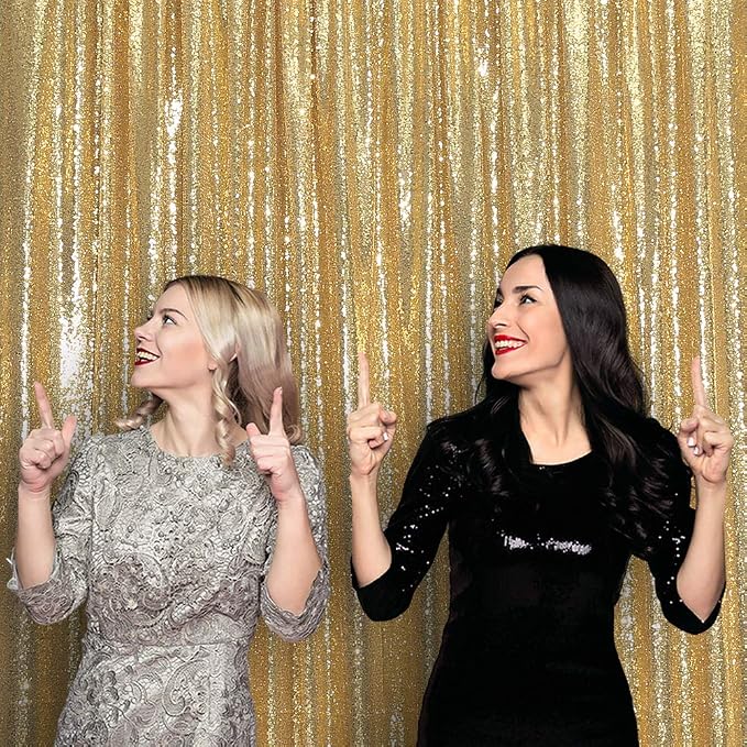 SquarePie 6x8ft Gold Sequin Backdrop, High Density Non-Transparent Glitter - Image 9