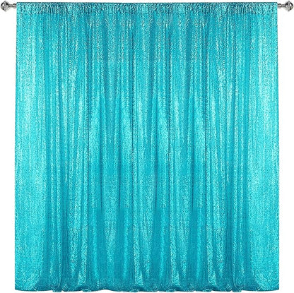 Sugargirl Turquoise Sequin Backdrop Curtain 10FTx10FT Glitter Turquoise by Sugargirl